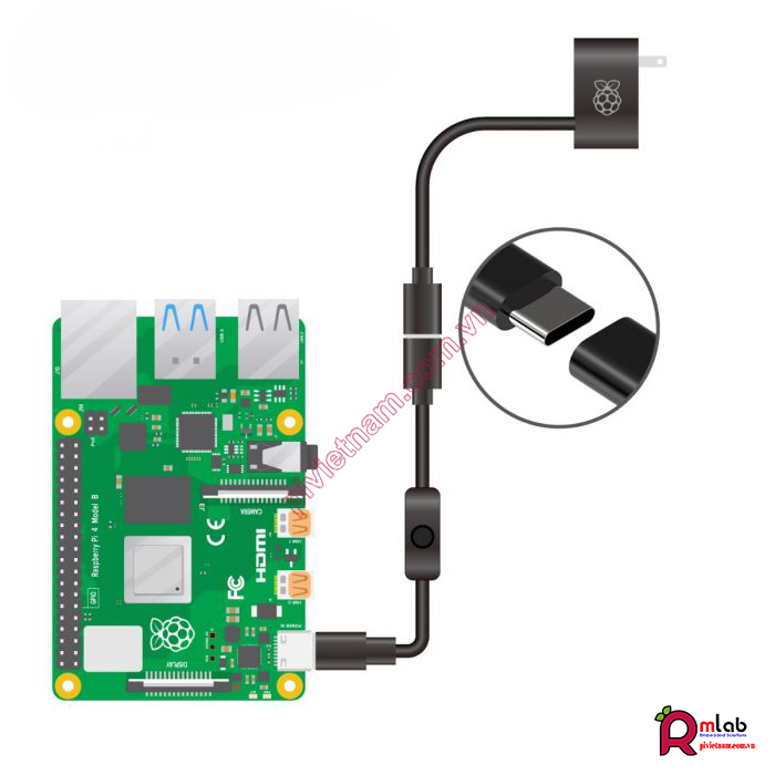 Nguồn Chính Hãng 51v 3a Type C Cho Raspberry Pi 4 0564